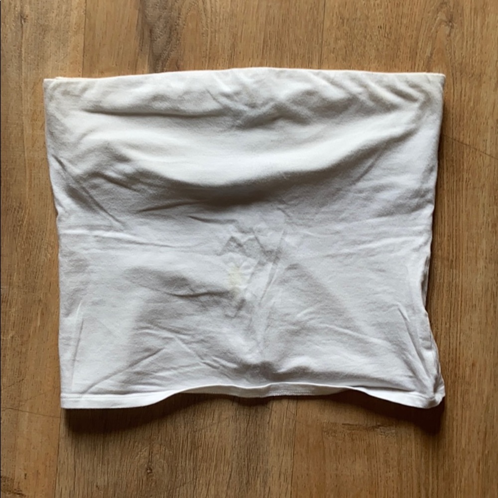 White Strapless Crop Top